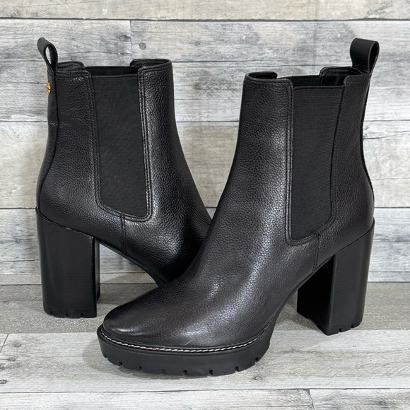 TORY BURCH CARSON LUG SOLE ANKLE BOOT - BLACK - SZ - 10.5 .US - Picture 1 of 11